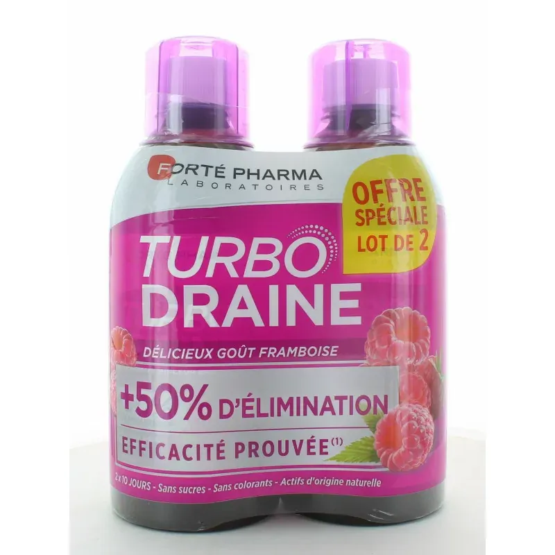 Forté Pharma Turbo Draine Goût Framboise 2X500ml