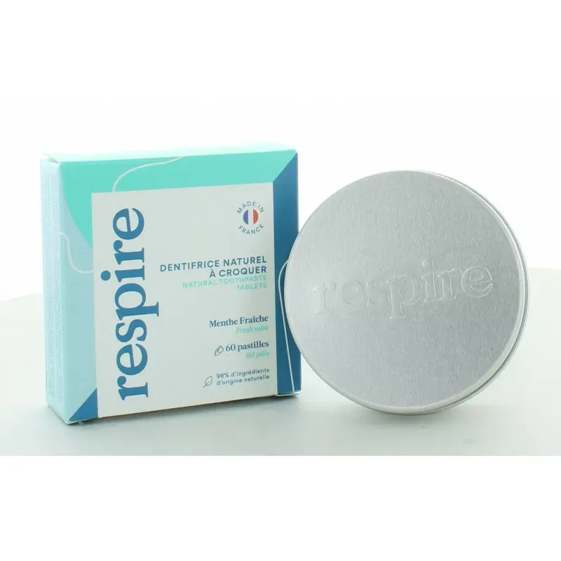 Respire Dentifrice Naturel à croquer Menthe Fraîche 60 pastilles