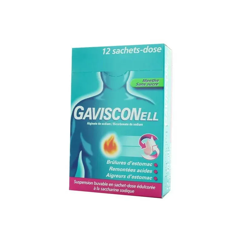 Gavisconell Menthe Sans Sucre 12 sachets-dose - Univers Pharmacie