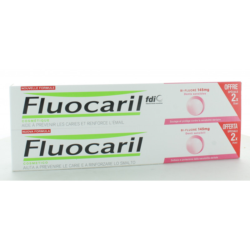 Dentifrice Fluocaril Dents Sensibles Bi-Fluoré 145mg 2X75ml