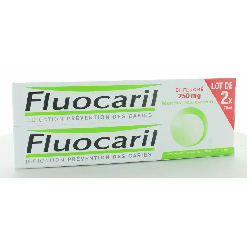Dentifrice Fluocaril Bi-Fluoré 250 mg Menthe 2X75ml Dentifrice Fluocaril Bi-Fluoré 250 mg Menthe 2X75ml