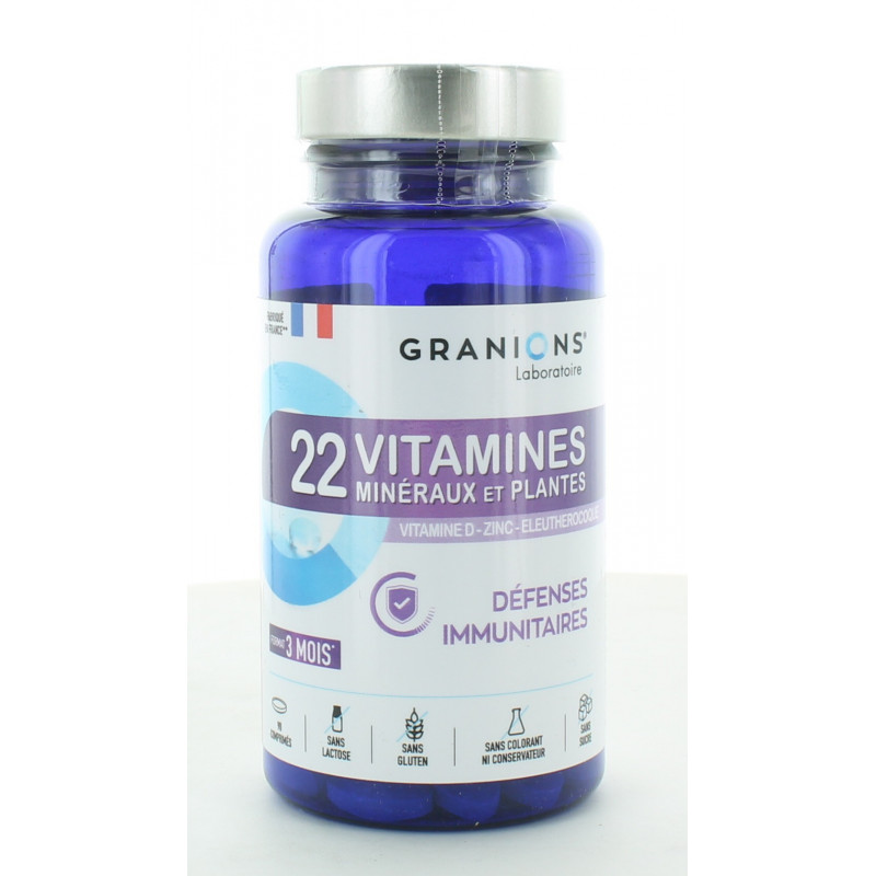 Granions 22 Vitamines Minéraux et Plantes 90 comprimés Granions 22 Vitamines Minéraux et Plantes 90 comprimés