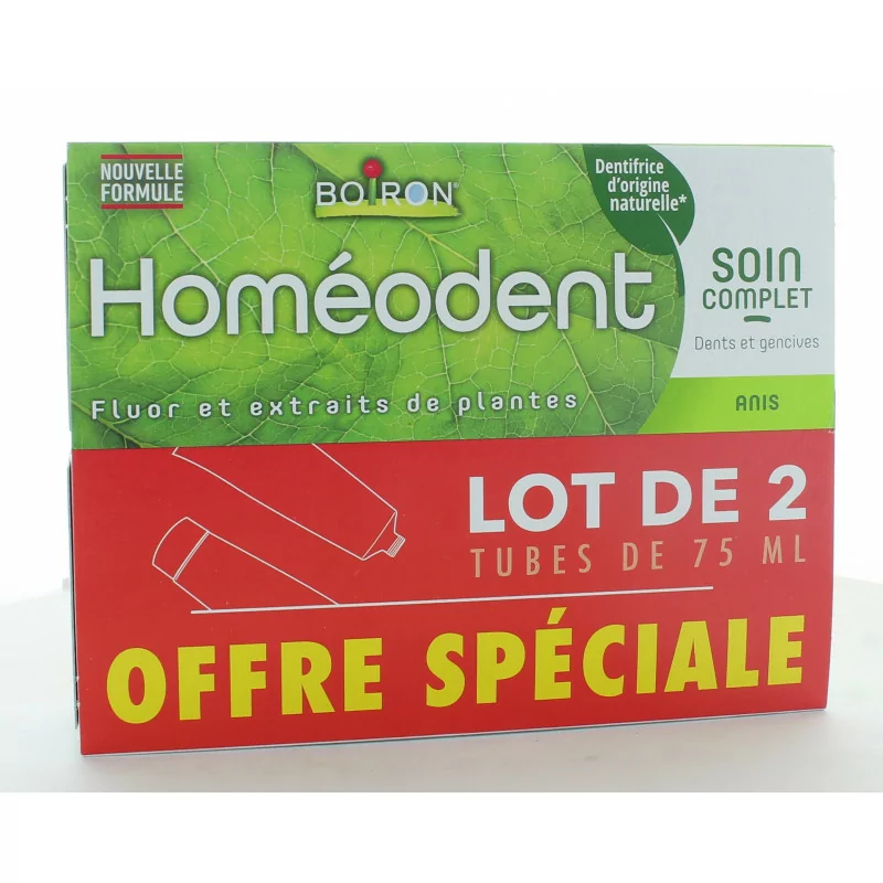 Boiron Homéodent Dentifrice Soin Complet Dents et Gencives Anis 2X75 ml