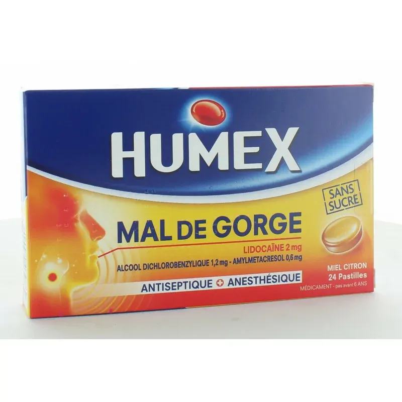 Humex Mal de Gorge Lidocaïne 2mg 24 Pastilles