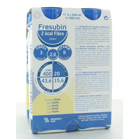 Fresubin 2Kcal Fibre Drink Arôme Vanille x4 200ml