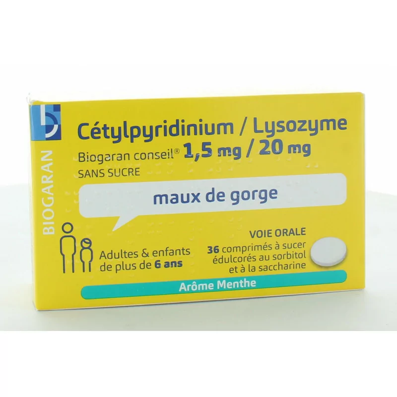 Biogaran Cétylpyridinium 1,5mg / Lysozyme 20mg 36 comprimés