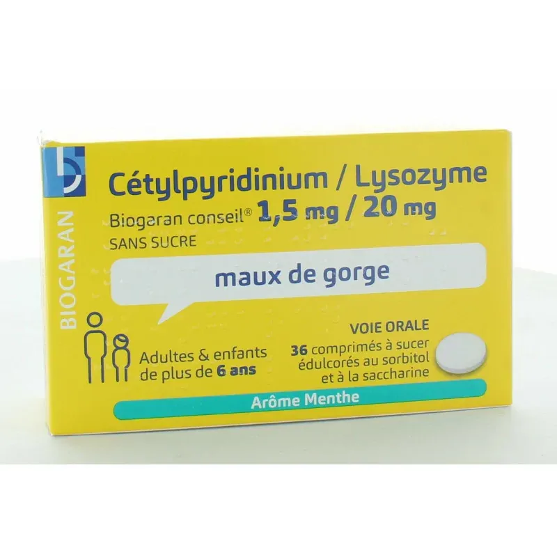 Biogaran Cétylpyridinium 1,5mg / Lysozyme 20mg 36 comprimés