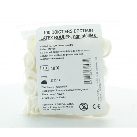 Doigtiers Docteur Latex X100 - Univers Pharmacie