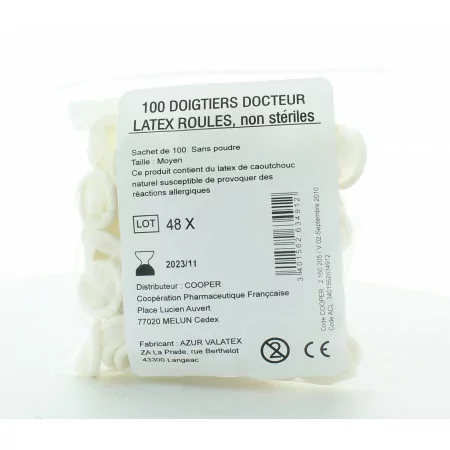 Doigtiers Docteur Latex X100 - Univers Pharmacie
