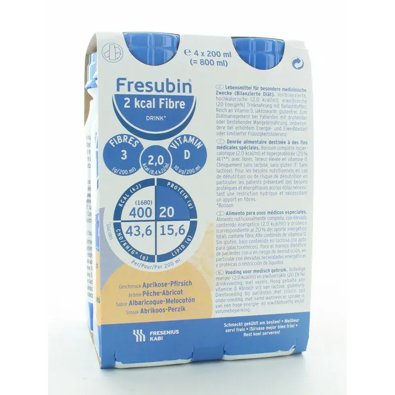 Fresubin 2Kcal Fibre Drink Arôme Pêche-Abricot X4 200ml