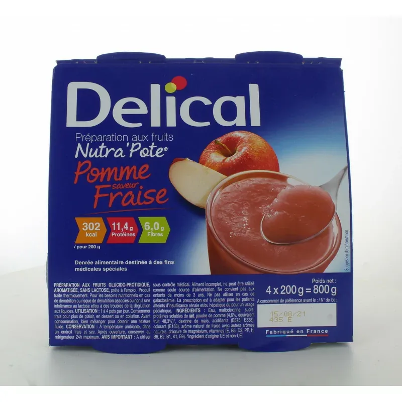 Delical Nutra'Pote Pomme Fraise 200gX4