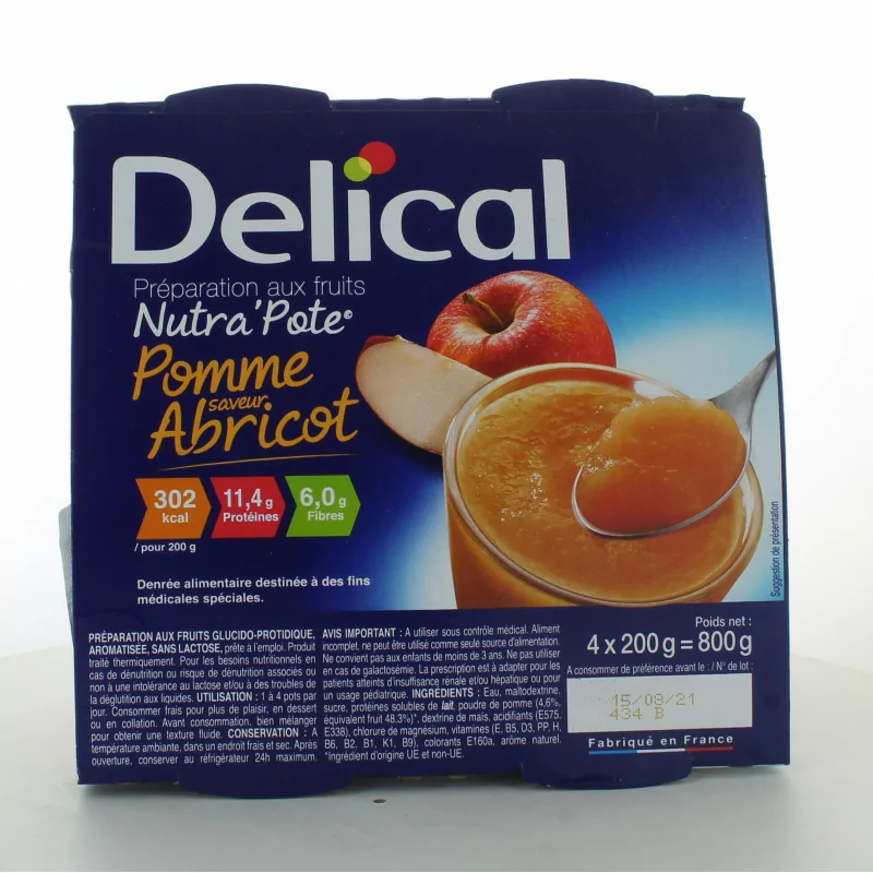 Delical Nutra'Pote Pomme Abricot 200gX4