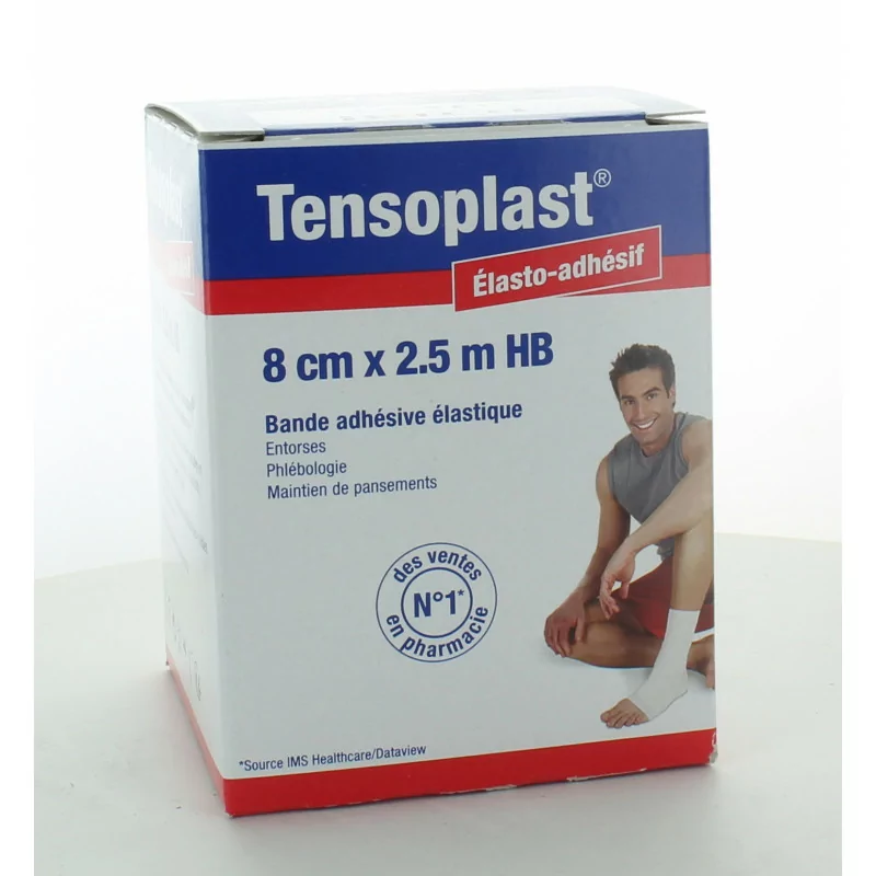 TENSOPLAST 8cm x 2.5m HB Elasto Adhésive - Bande Adhésive Elastique pour  Entorses, Phlébologie, Main