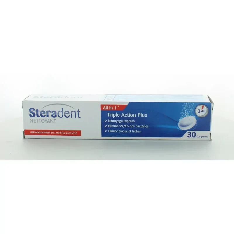 Steradent Nettoyant Triple Action Plus 30 Comprimés