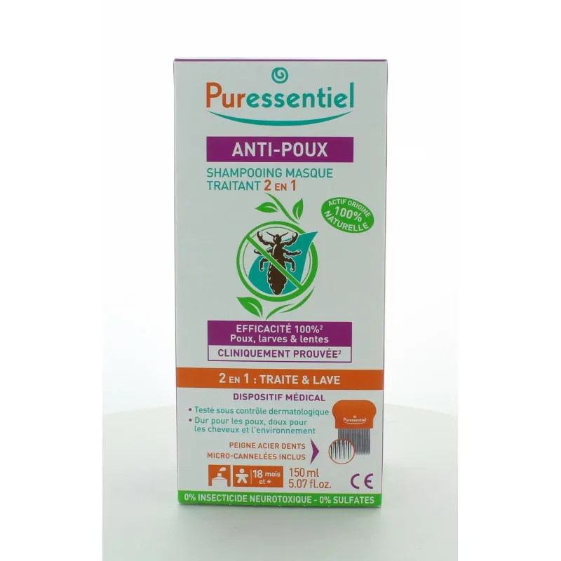 Puressentiel Anti-Poux Shampooing Masque Traitant 2 en 1