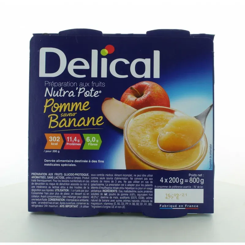 Delical Nutra'Pote Pomme Banane 200g X4
