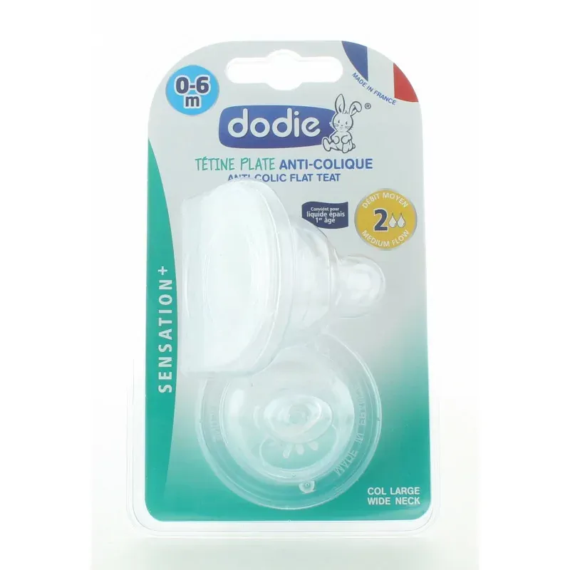 Dodie Tétine Plate Anti-Colique 0-6mois X2
