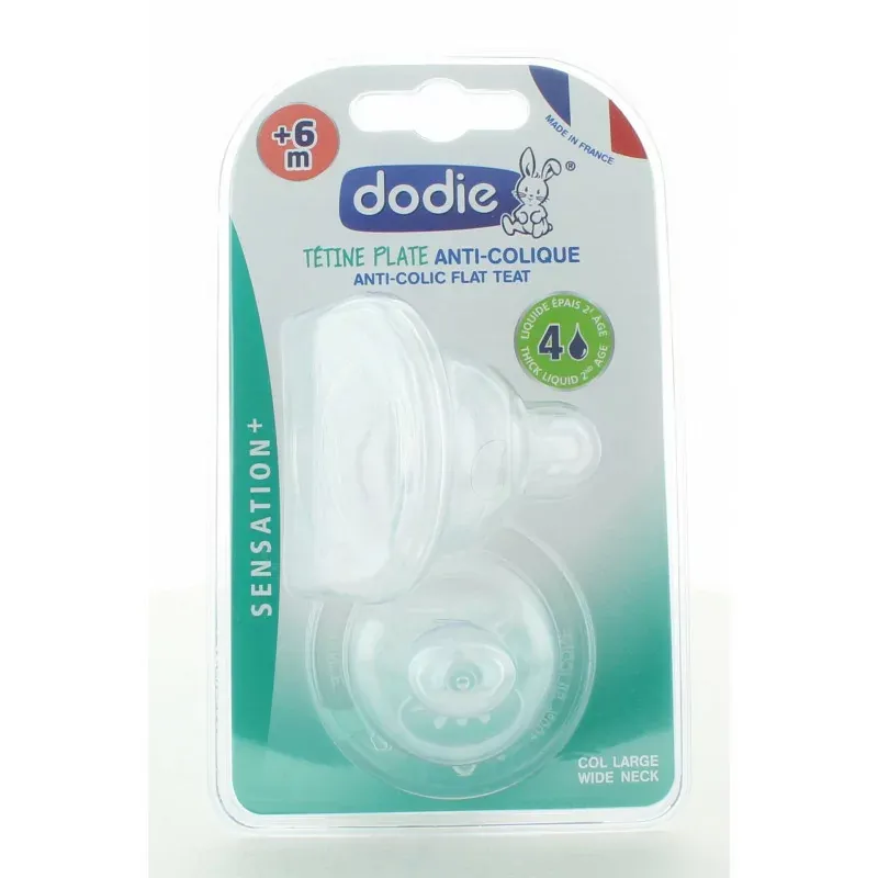 Dodie Tétine Plate Anti-Colique Liquide Épais +6m X2