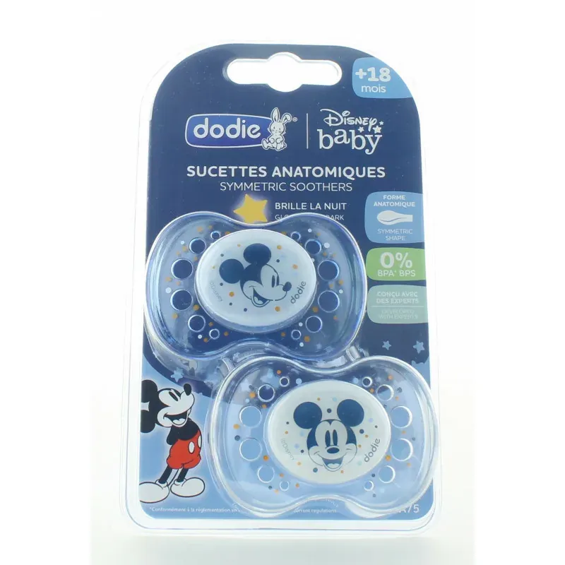 Dodie Sucette Anatomique Silicone Nuit +18m X2