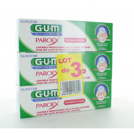 GUM Paroex Dentifrice Traitement d'Attaque 3X75ml