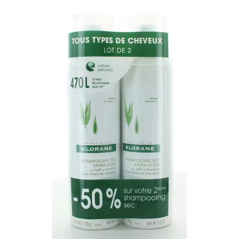 Klorane Shampooing Sec Extra-doux 2X150ml - Univers Pharmacie