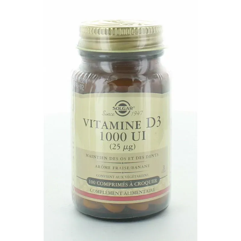 Solgar Vitamine D3 1000 UI 100 comprimés