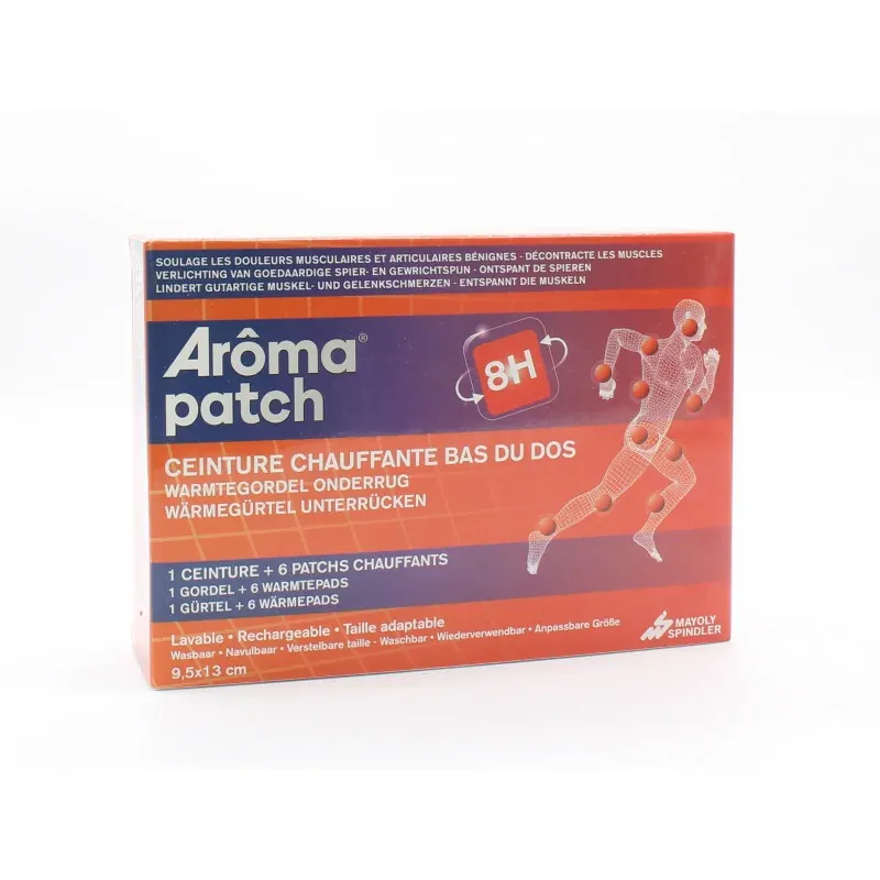 Arôma Patch 8H Ceinture Chauffante Bas du Dos+ 6 Patchs Chauffants 9,5X13cm