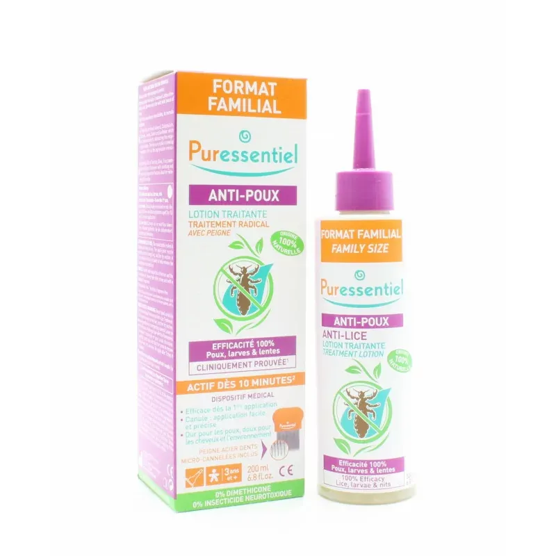 Puressentiel Anti-poux Lotion Traitante Format Familial 200ml +Peigne