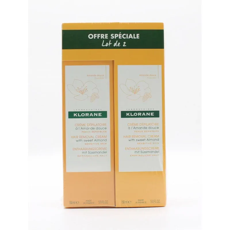 Klorane Crème Dépilatoire à l'Amanda Douce 150mlX2