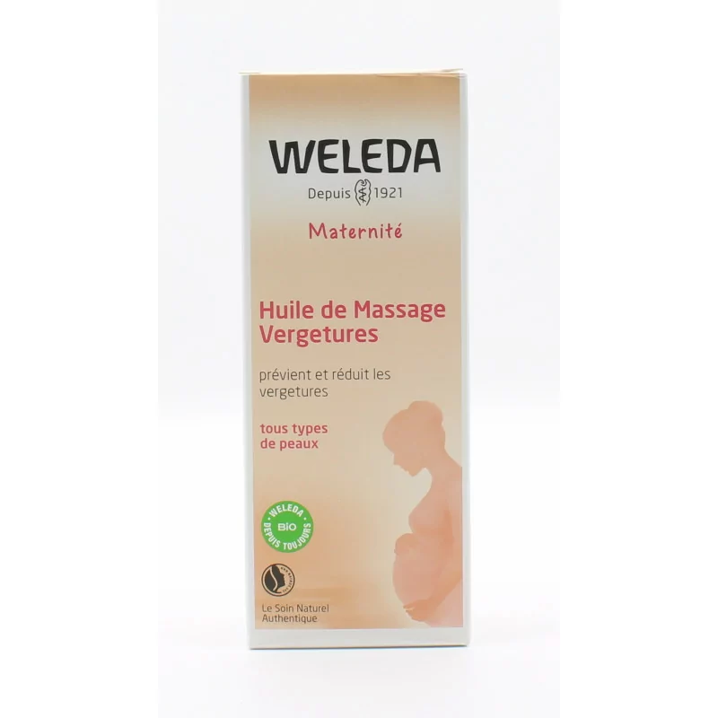 Prévention vergetures grossesse : huile de massage Weleda