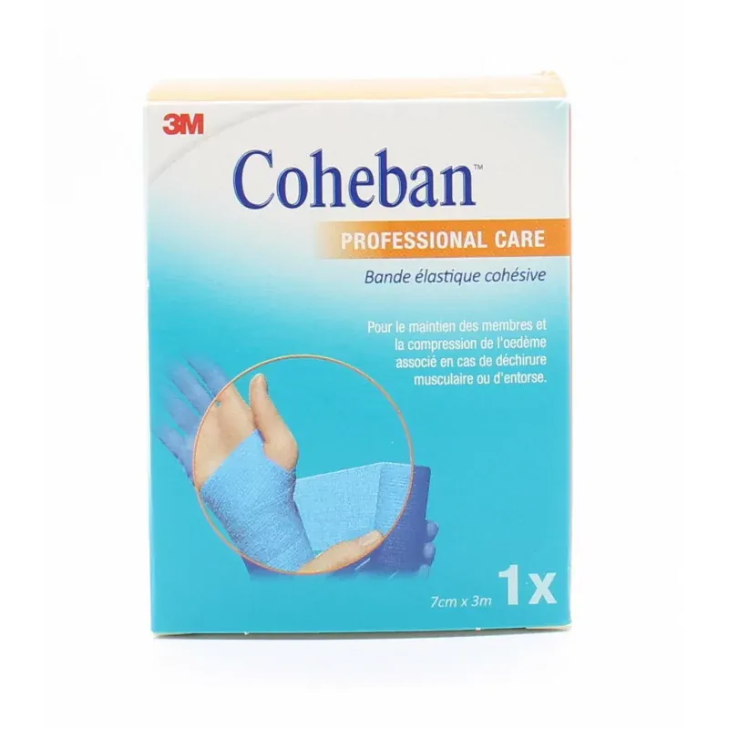 3M Coheban Professional Care Bande Élastique Cohésive Bleu 7cmX3m