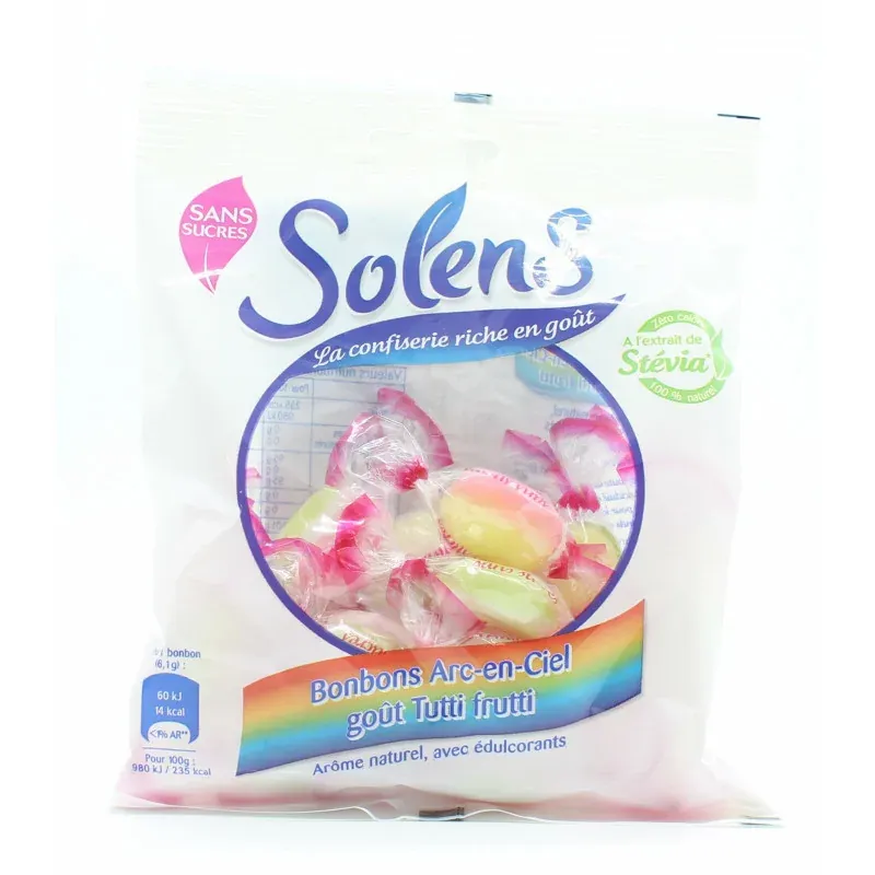 Solens Bonbons Arc-en-Ciel Goût Tutti Frutti Sans Sucres 100g