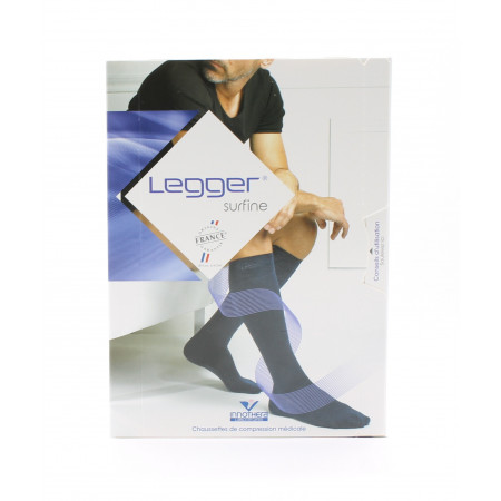 Legger Surfine Chaussettes de Compression Médicale T2 Long Noir