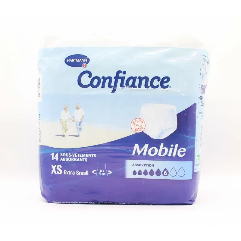 Confiance Mobile Taille XS 6 Gouttes 14 sous-vêtements absorbants