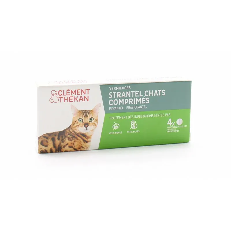 Clément Thékan Strantel Vermifuge pour Chats 4 comprimés