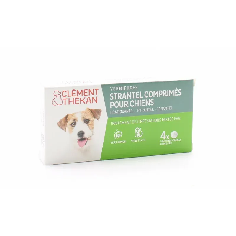 Clément Thékan Strantel Vermifuge pour Chiens 4 comprimés