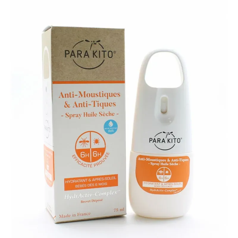 Para'Kito Anti-Moustiques & Anti-Tiques Spray Huile Sèche 75ml