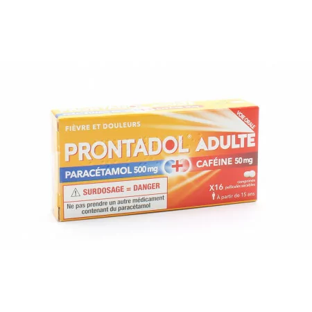 Prontadol Adulte Paracétamol 500mg/Caféine 50mg 16 comprimés