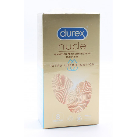 Durex Préservatifs Nude Extra Lubrification X8