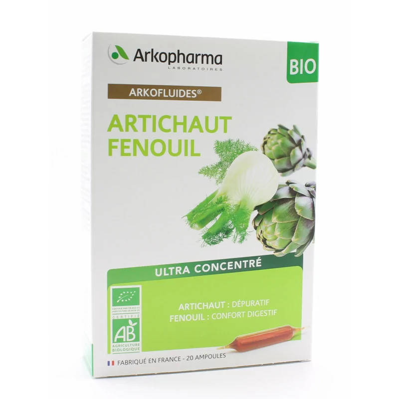 Arkopharma Arkofluides Bio Artichaut Fenouil 20 ampoules