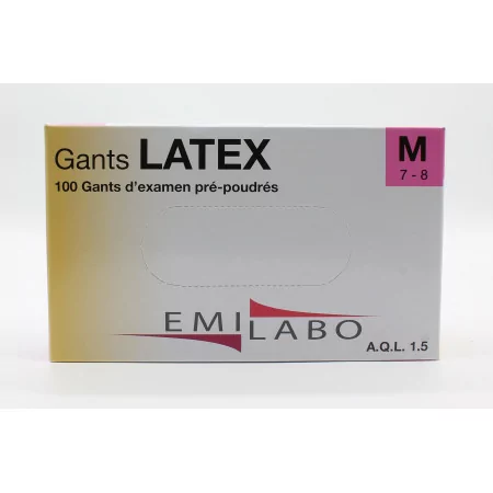 Emilabo Gants Latex Pré-Poudrés Taille M x100