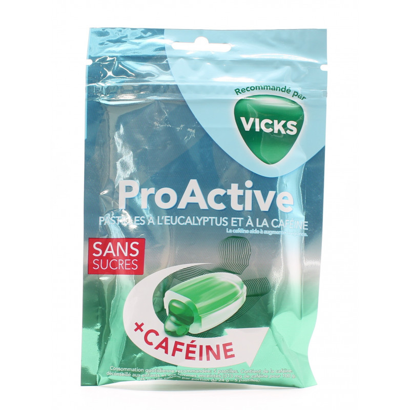 Vicks ProActive Pastilles Eucalyptus + Caféine 72g