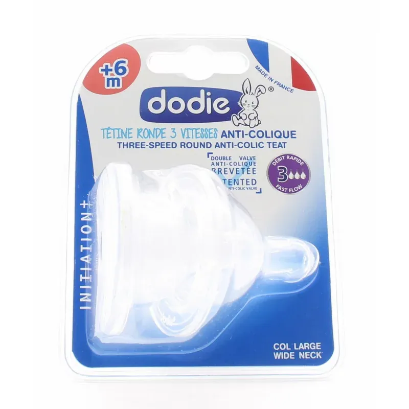 Tétine Ronde 3 Vitesses Anti-colique +6mois Dodie