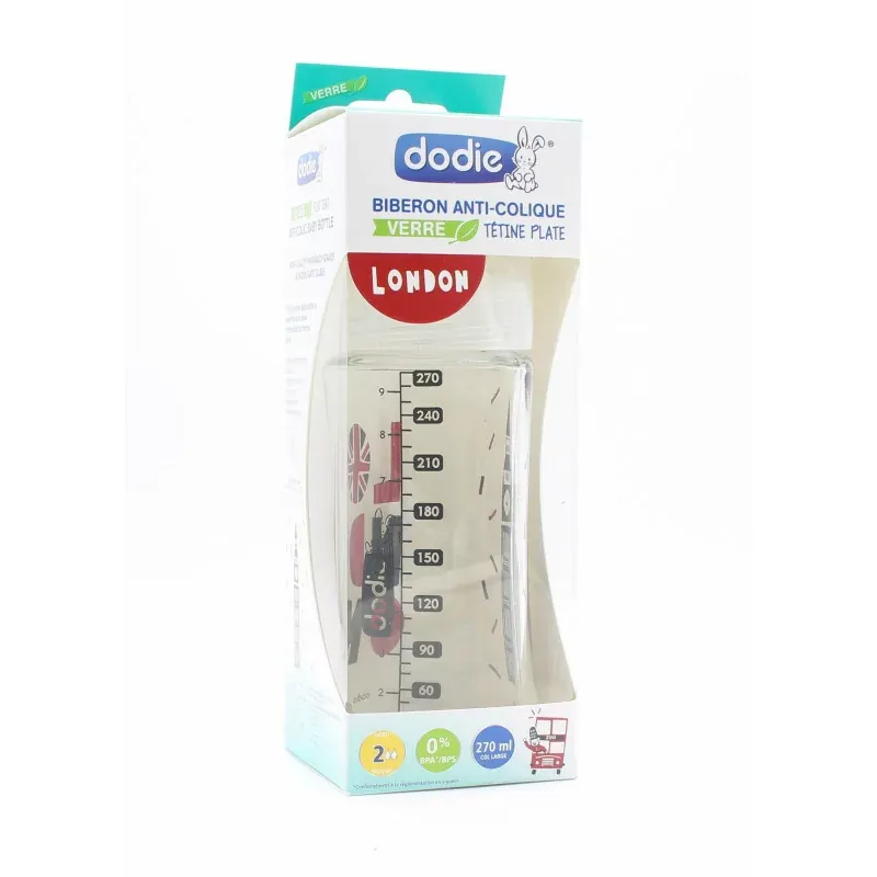 Dodie Biberon Sensation+ Anti-colique en Verre 0-6mois Londres 270ml