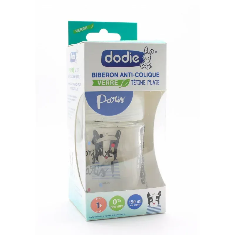 Dodie Biberon Sensation+ Anti-colique en Verre 0-6mois Paris 150ml