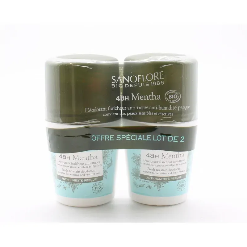 Sanoflore Déodorant Roll-On Mentha 48h 2X50ml
