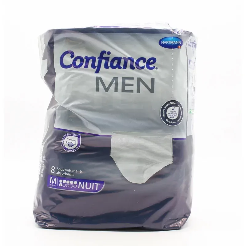 Confiance Men Sous-vêtements Absorbants Taille M Niveau 6 Nuit X8