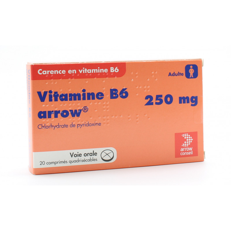 Vitamine B6 Arrow 250mg 20 comprimésUnivers Pharmacie Vitamine B6 Arrow 250mg 20 comprimésUnivers Pharmacie