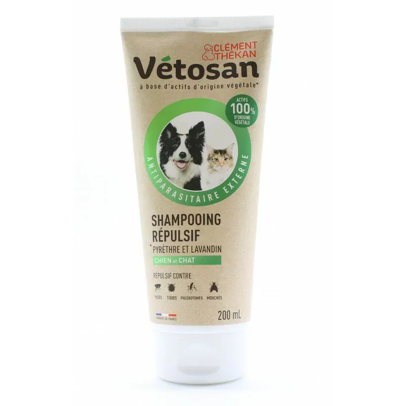 Clément Thékan Vétosan Shampooing Répulsif Chien et Chat 200ml