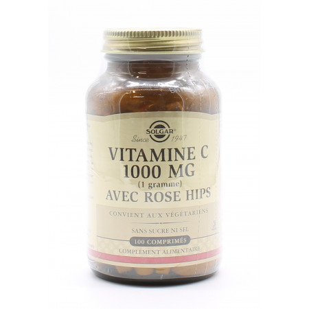 Solgar Vitamine C 1000mg + Rose Hips 100 comprimés